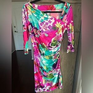 Blumarine rutched floral dress L